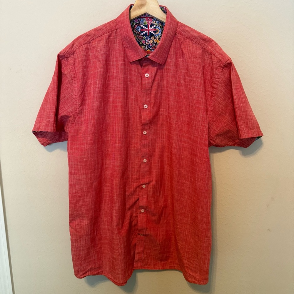 Men’s Soul Of London Orange Short Sleeve Button Down Shirt Sixes XLT Floral